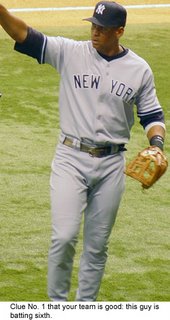 New York Yankees third baseman Alex Rodriguez has been dropped to sixth in the batting order.