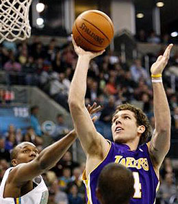 Los Angeles Lakers' small forward Luke Walton had his moment in the sun Monday.