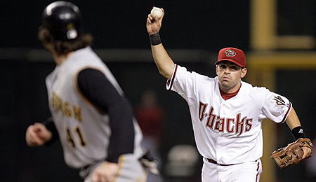 Backup infielder Augie Ojeda has even pitched in on the mound this year.